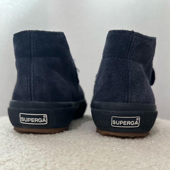 Superga 2173 Kids Strap Slip On Leather Suede Ankle Sneaker Boots Full Blue 12 - Picture 9 of 16